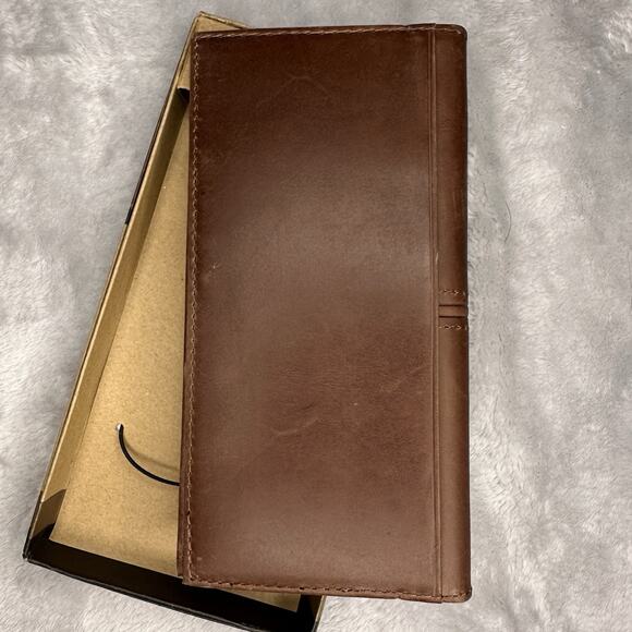 Justin Men's Rodeo Wallet Brown Genuine Leather RFID Logo Checkbook Western - Picture 3 of 8